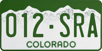 CO license plate 012SRA