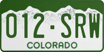 CO license plate 012SRW