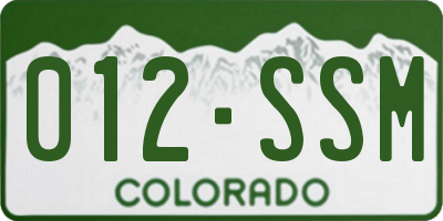 CO license plate 012SSM
