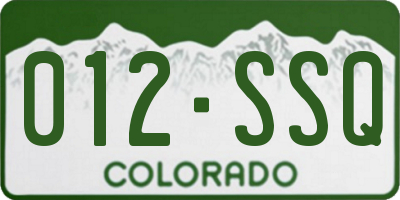 CO license plate 012SSQ