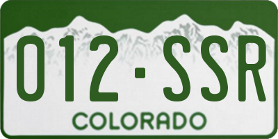 CO license plate 012SSR