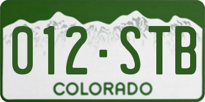 CO license plate 012STB
