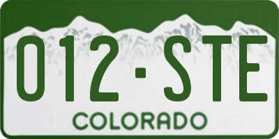 CO license plate 012STE