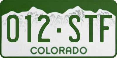 CO license plate 012STF