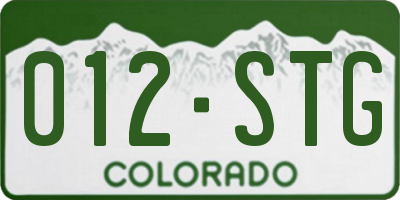 CO license plate 012STG