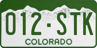 CO license plate 012STK