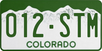 CO license plate 012STM