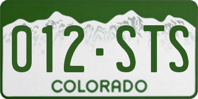 CO license plate 012STS