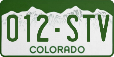 CO license plate 012STV