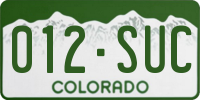 CO license plate 012SUC