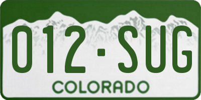 CO license plate 012SUG