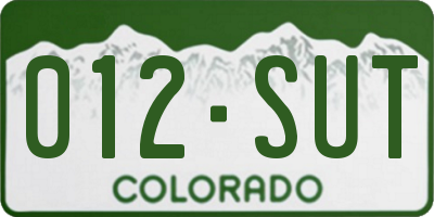 CO license plate 012SUT