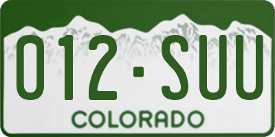 CO license plate 012SUU