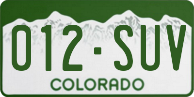 CO license plate 012SUV