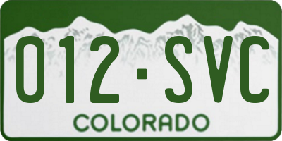 CO license plate 012SVC