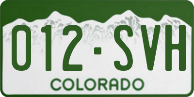 CO license plate 012SVH
