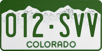 CO license plate 012SVV