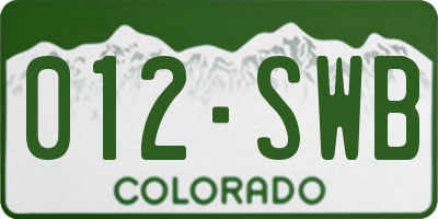 CO license plate 012SWB
