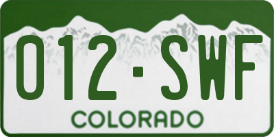 CO license plate 012SWF