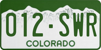 CO license plate 012SWR