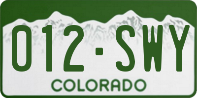 CO license plate 012SWY