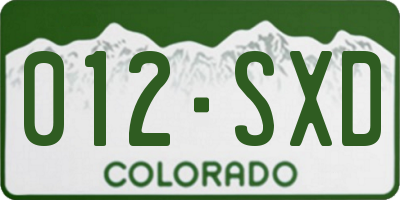 CO license plate 012SXD