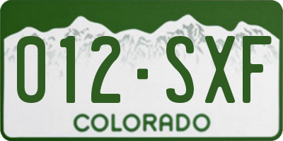 CO license plate 012SXF