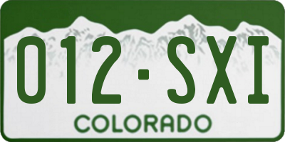 CO license plate 012SXI