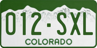 CO license plate 012SXL
