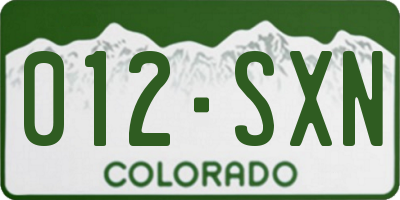 CO license plate 012SXN