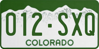 CO license plate 012SXQ