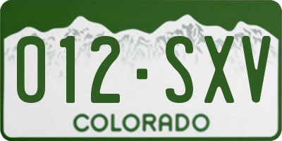 CO license plate 012SXV