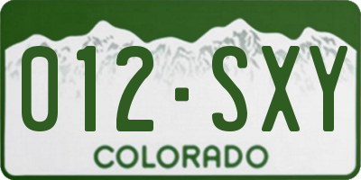 CO license plate 012SXY