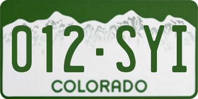 CO license plate 012SYI