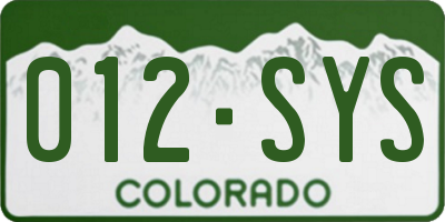 CO license plate 012SYS