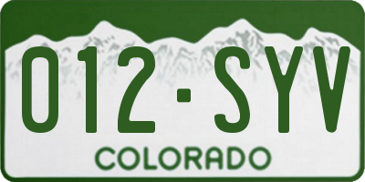 CO license plate 012SYV