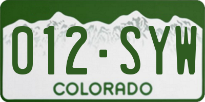 CO license plate 012SYW