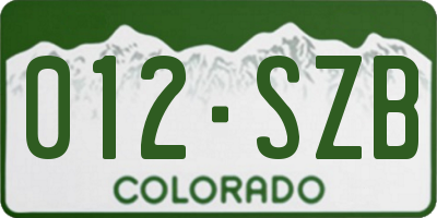 CO license plate 012SZB