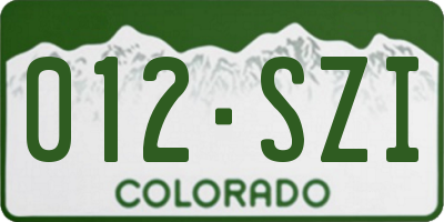 CO license plate 012SZI