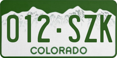 CO license plate 012SZK