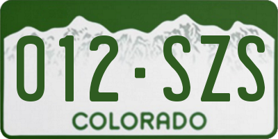 CO license plate 012SZS
