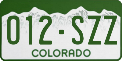 CO license plate 012SZZ