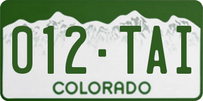CO license plate 012TAI