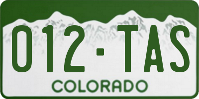 CO license plate 012TAS