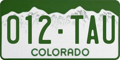 CO license plate 012TAU