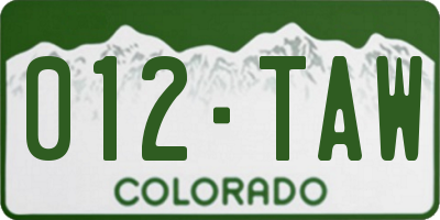 CO license plate 012TAW