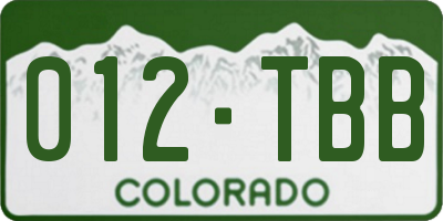 CO license plate 012TBB