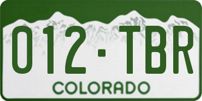 CO license plate 012TBR