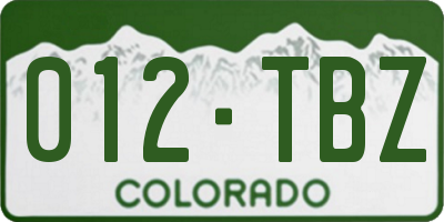 CO license plate 012TBZ