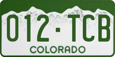 CO license plate 012TCB
